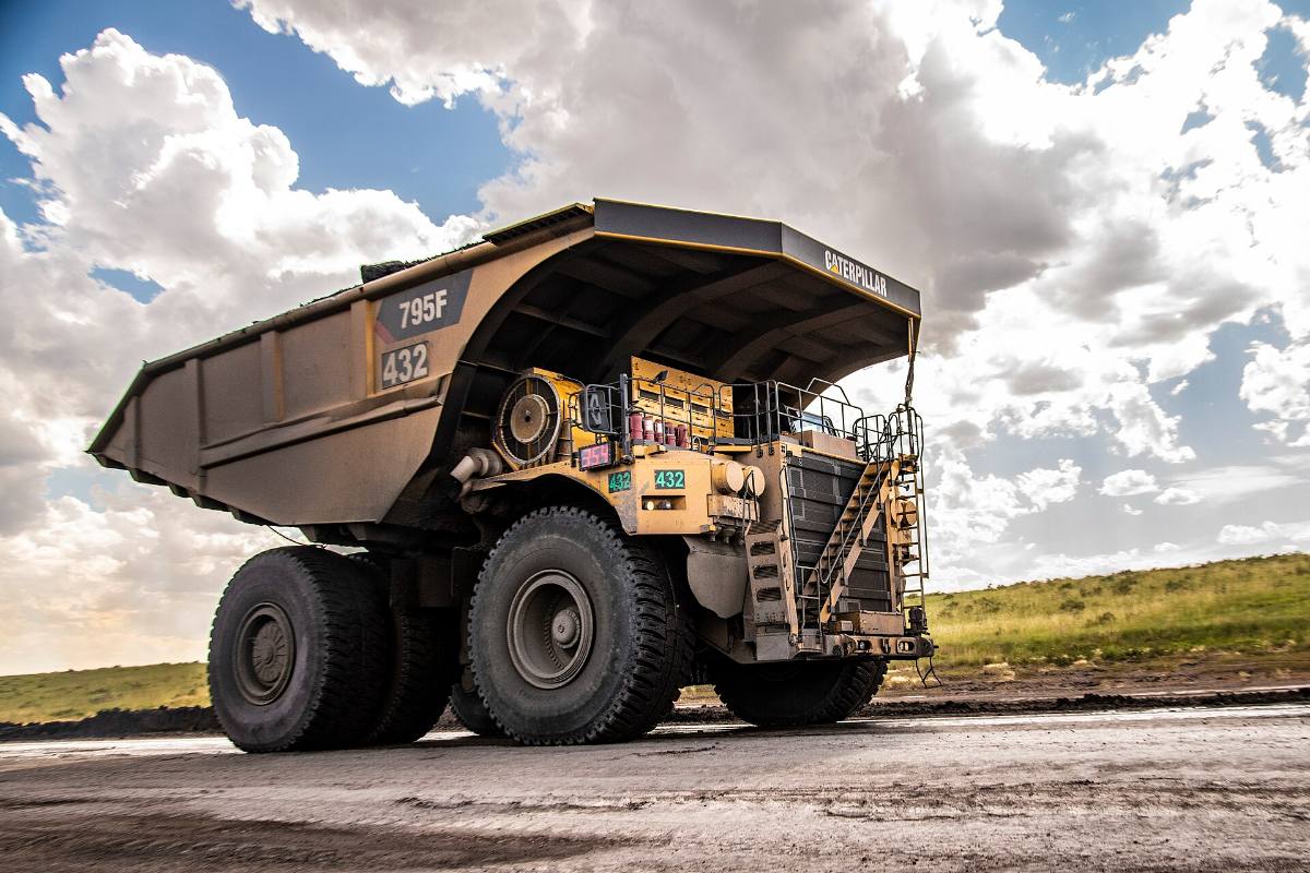 A rigid haul truck on a mine haul road
